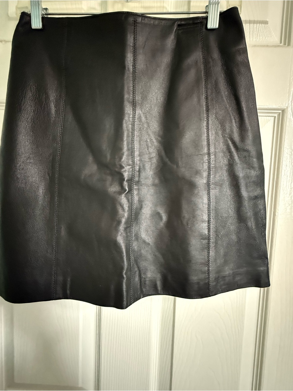 Black Leather A-Line Mini Skirt